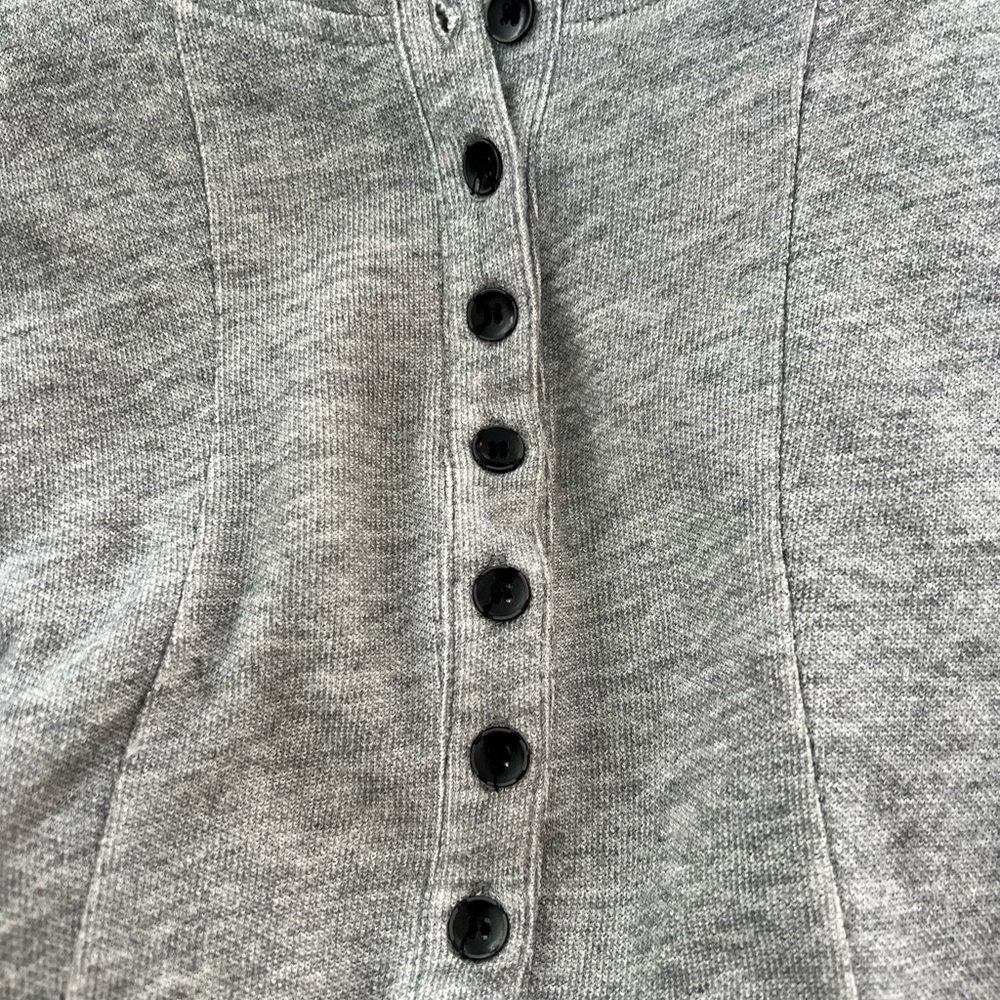 Kensie Quarter Button Jersey Dress Light Gray Drape Pockets Hood - Picture 8 of 8